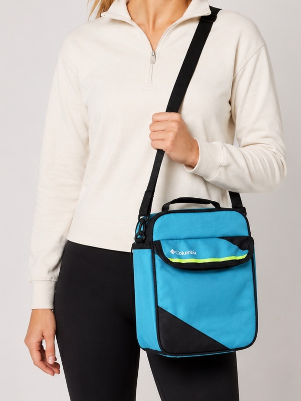 Columbia Insulated Lunch Bag Cooler Teal Blue Black‎ Adjustable Shoulder Strap